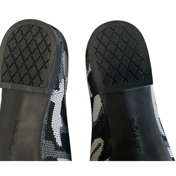 Bella Vita Mireya Knit Pointed Toes Flat Camo Ballet Flat Black Gray Slip On 8N - Picture 13 of 14